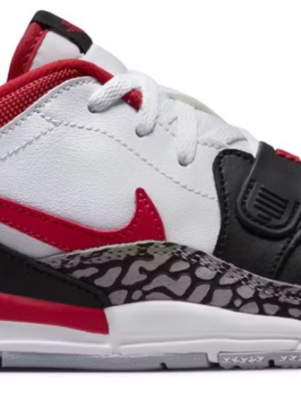 Jordan Kids White, Red & Black Sneakers with Elephant Print